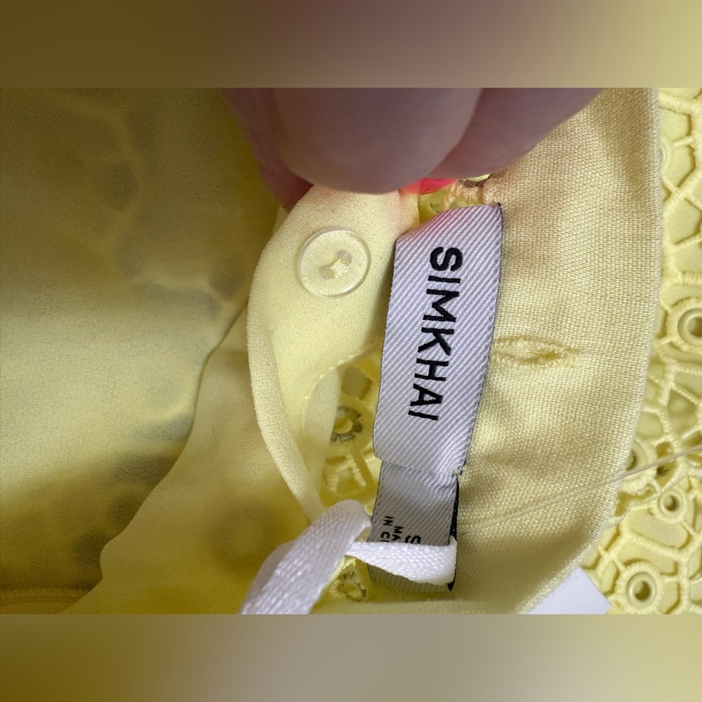 Jonathan Simkhai Pale Yellow Lace Midi Skirt with Grommet Detail size Small NWT - Picture 8 of 16